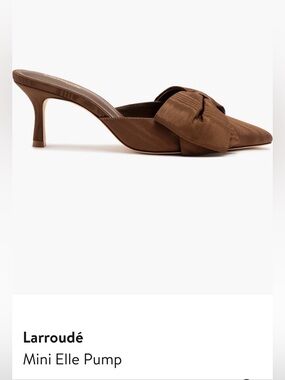 Larroudé Mini Elle Mule in Brown with Knotted Bow